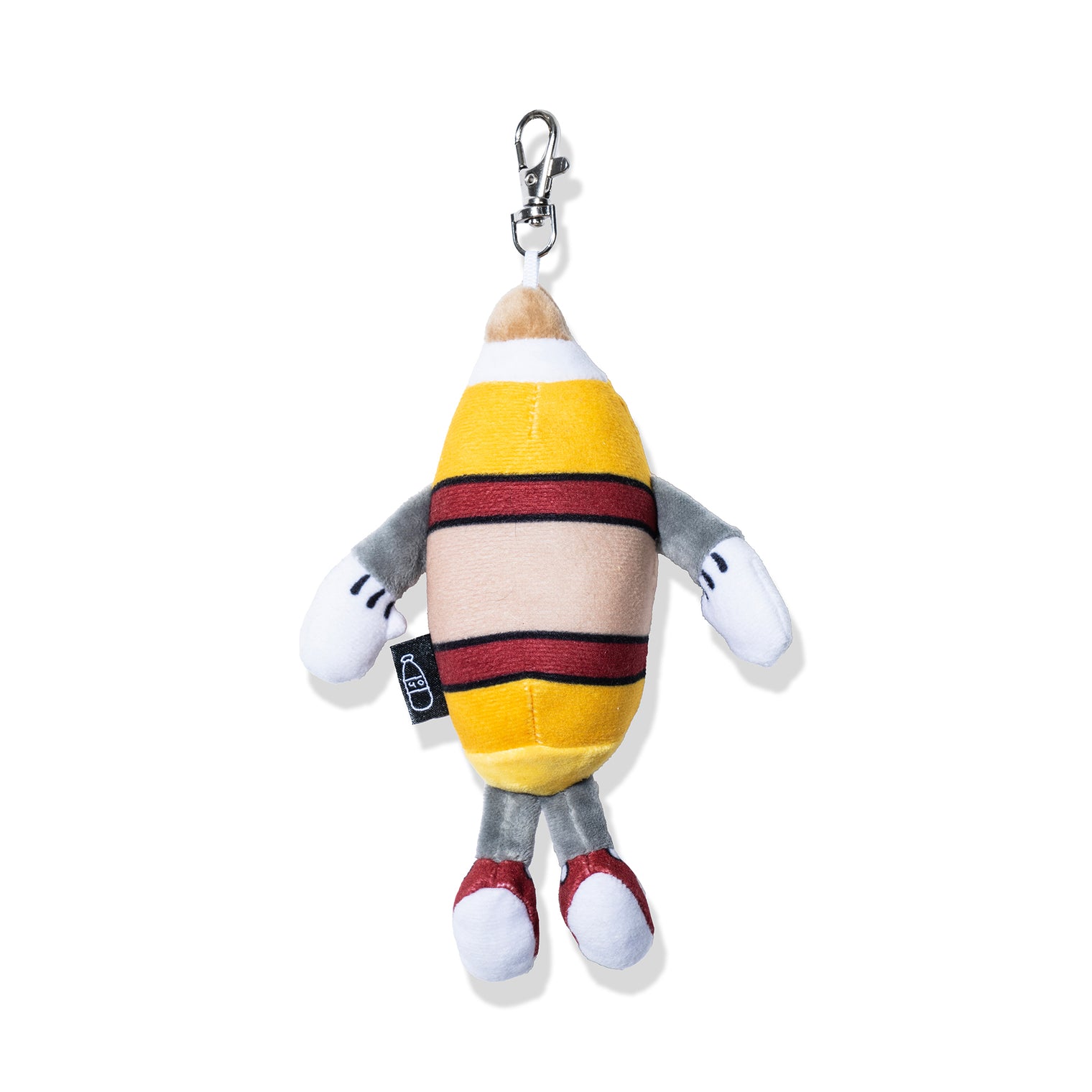 Back view of the 40 Bottle Plush Keychain with arms and legs extended