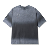 Front view of Angel Wings Tee in Charcoal with rhinestone script logo on chest