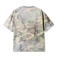 Back view of Angel Wings Tee in Camo with rhinestone angel wings and tribute text