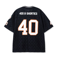 Back view of the Crochet Football Jersey with large “40” and “40s & Shorties” text