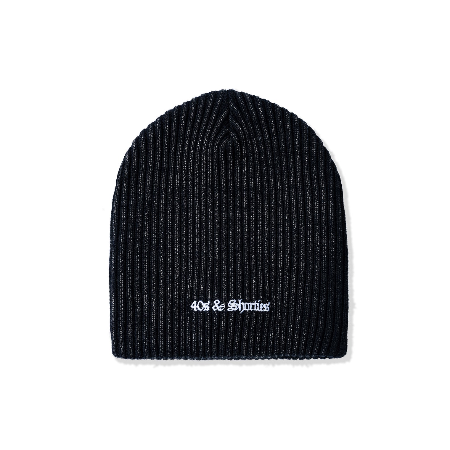 Front view of OG Text Beanie in Multi with white 40s & Shorties embroidered logo on rib-knit fabric