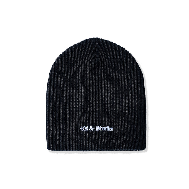 Front view of OG Text Beanie in Multi with white 40s & Shorties embroidered logo on rib-knit fabric