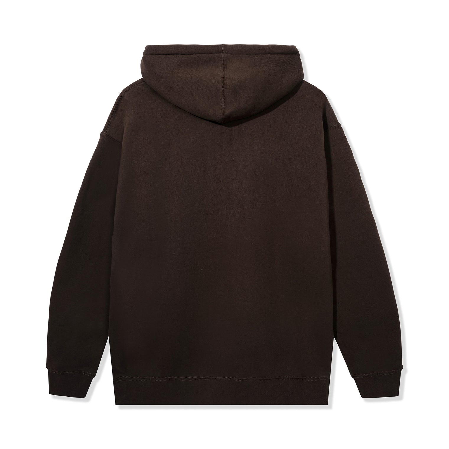 Back view of the plain brown Bottle Service Hoodie with no graphics or text.