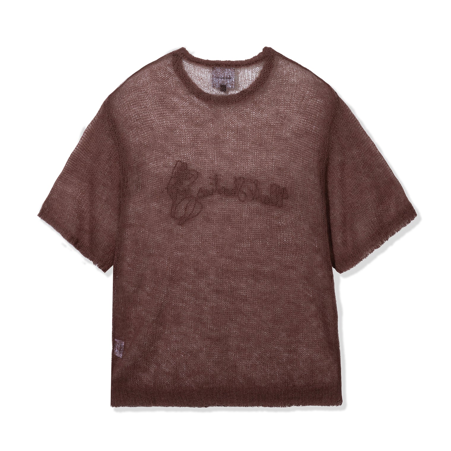 Flat back view of the Fade Away Shirt showing semi-transparent knit and relaxed cut.