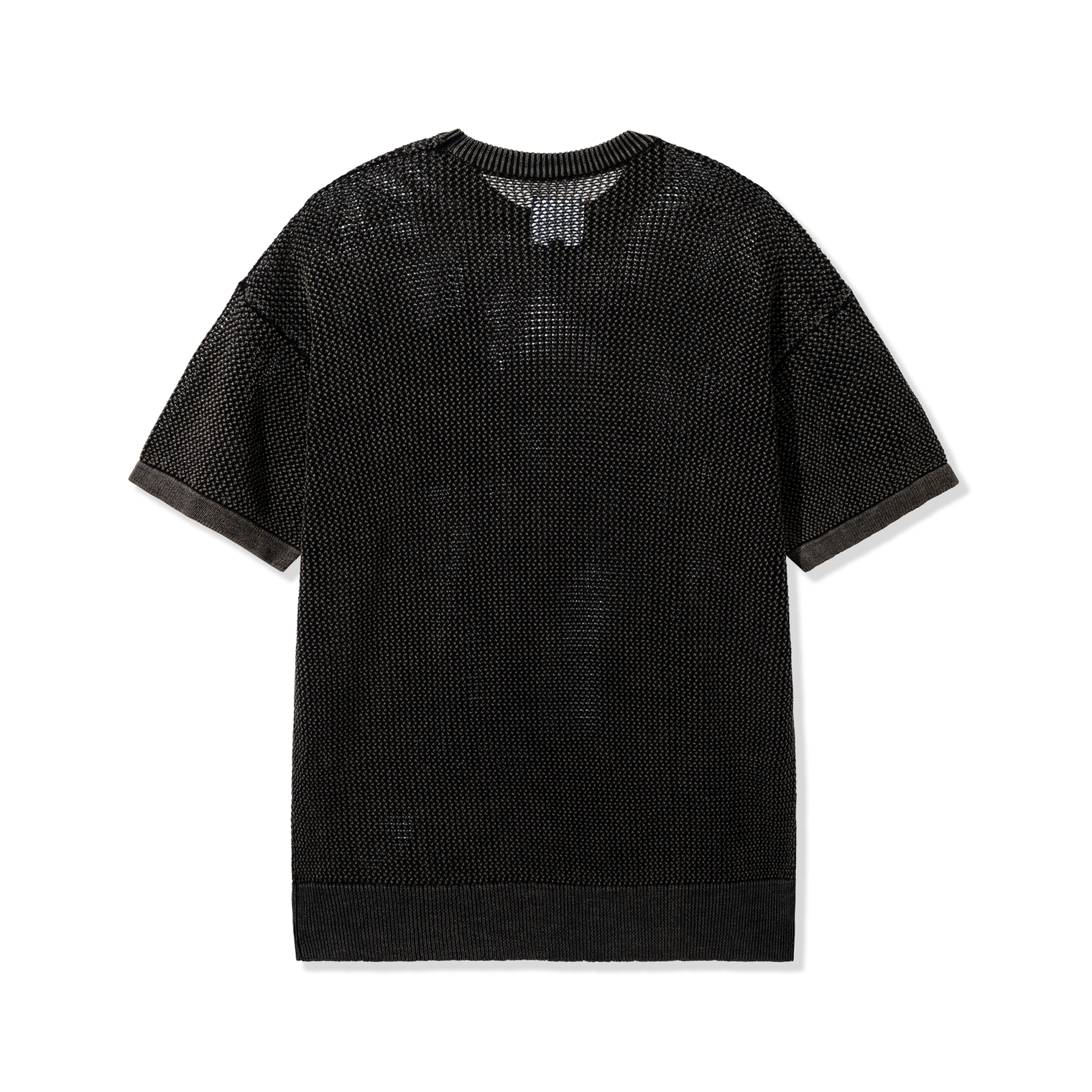 Back view of Heavy Knit Pocket Tee in Black