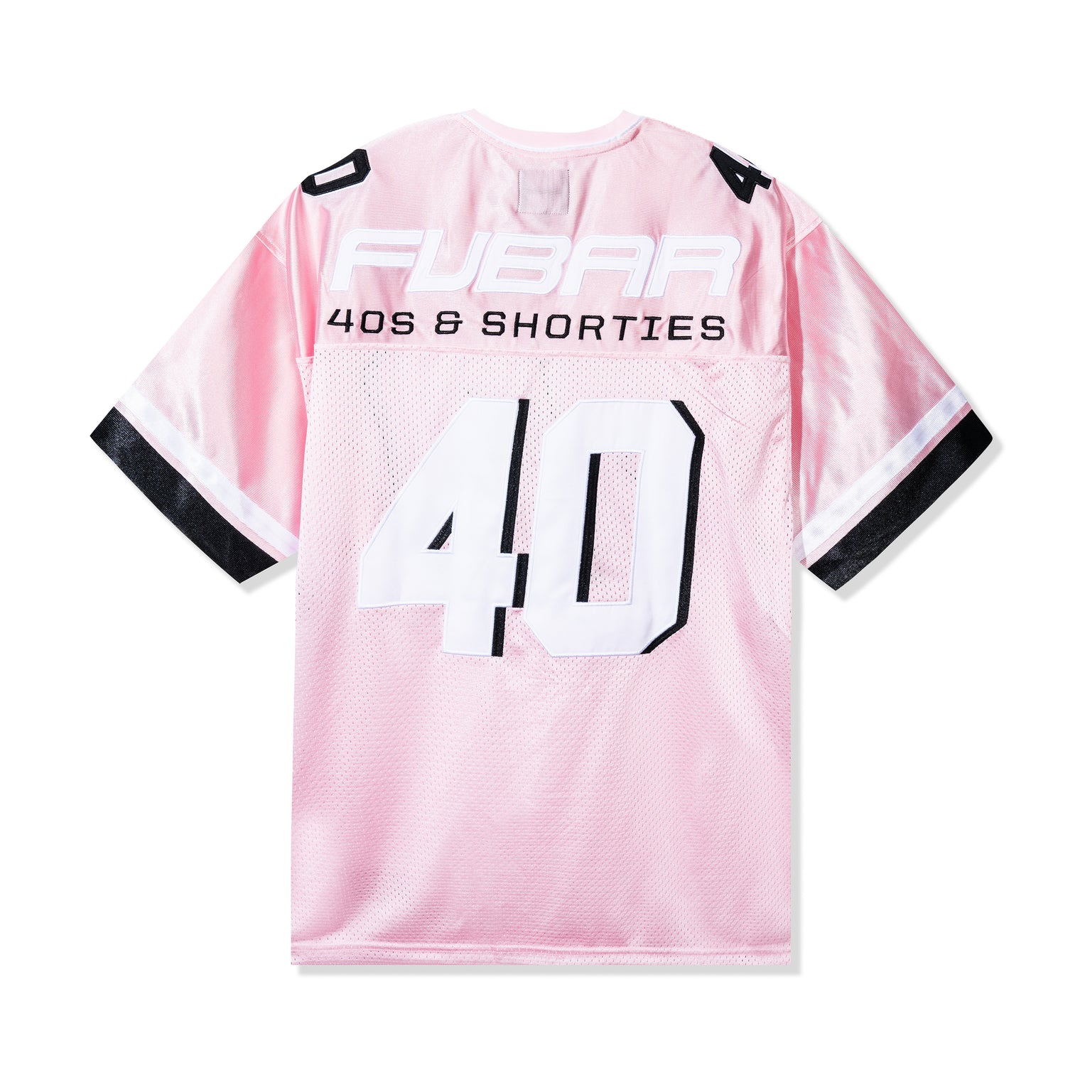 Back view of the Fubar Jersey in Pink showcasing white “FUBAR” text, 40s & Shorties logo, and large “40” appliqué.
