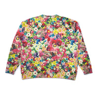 Back view of the 40s & Shorties Flower Collage Sweater with full digital floral collage print on a knitted cotton body.