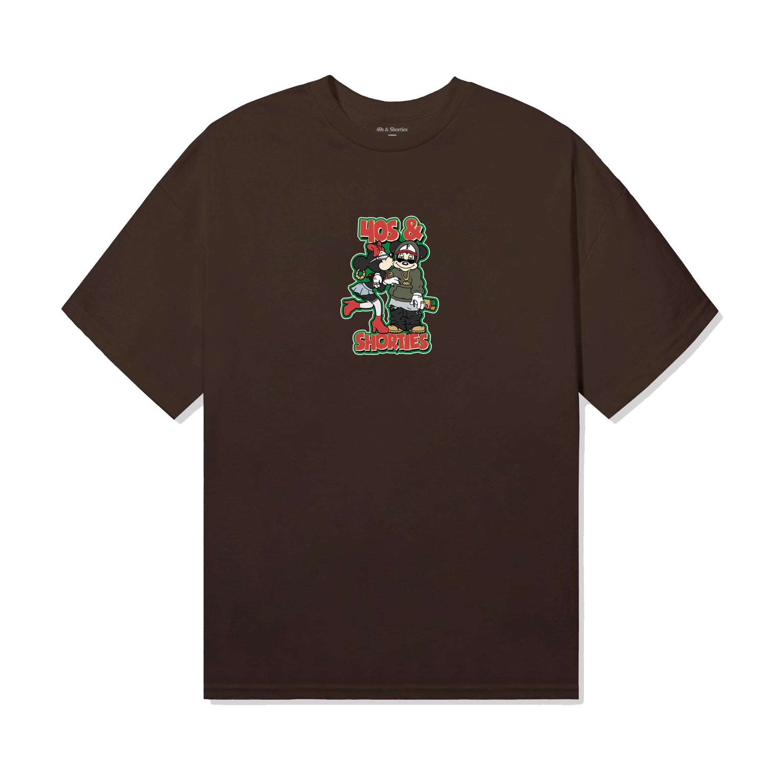 Get It Tee in Dark Chocolate – front view with printed cartoon artwork