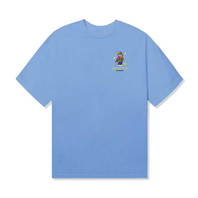 Front view of the Players Ball Tee in Carolina Blue featuring small chest graphic with animated character and "Players Ball" text