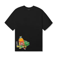 Front of Pull Up Tee Black with lower corner graphic