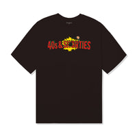 Front view of Smashing Tee in Dark Chocolate with colorful printed graphic.