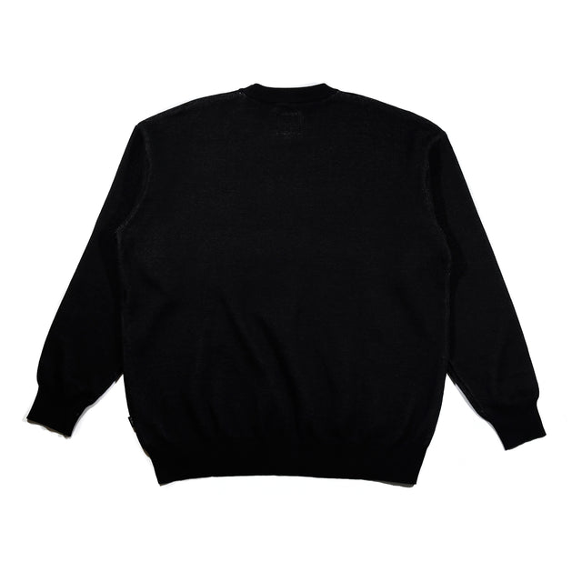Back view of Toon Town Sweater in solid black