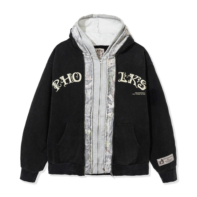 Front product shot of Triple Zip Hoodie with layered hood design