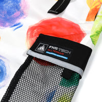 Close-up of mesh pocket with “FNS Tech All Terrain” patch