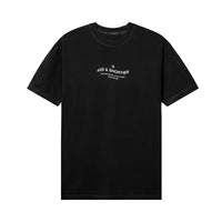 Front view of Wavy General Logo Tee in Black featuring printed chest graphic