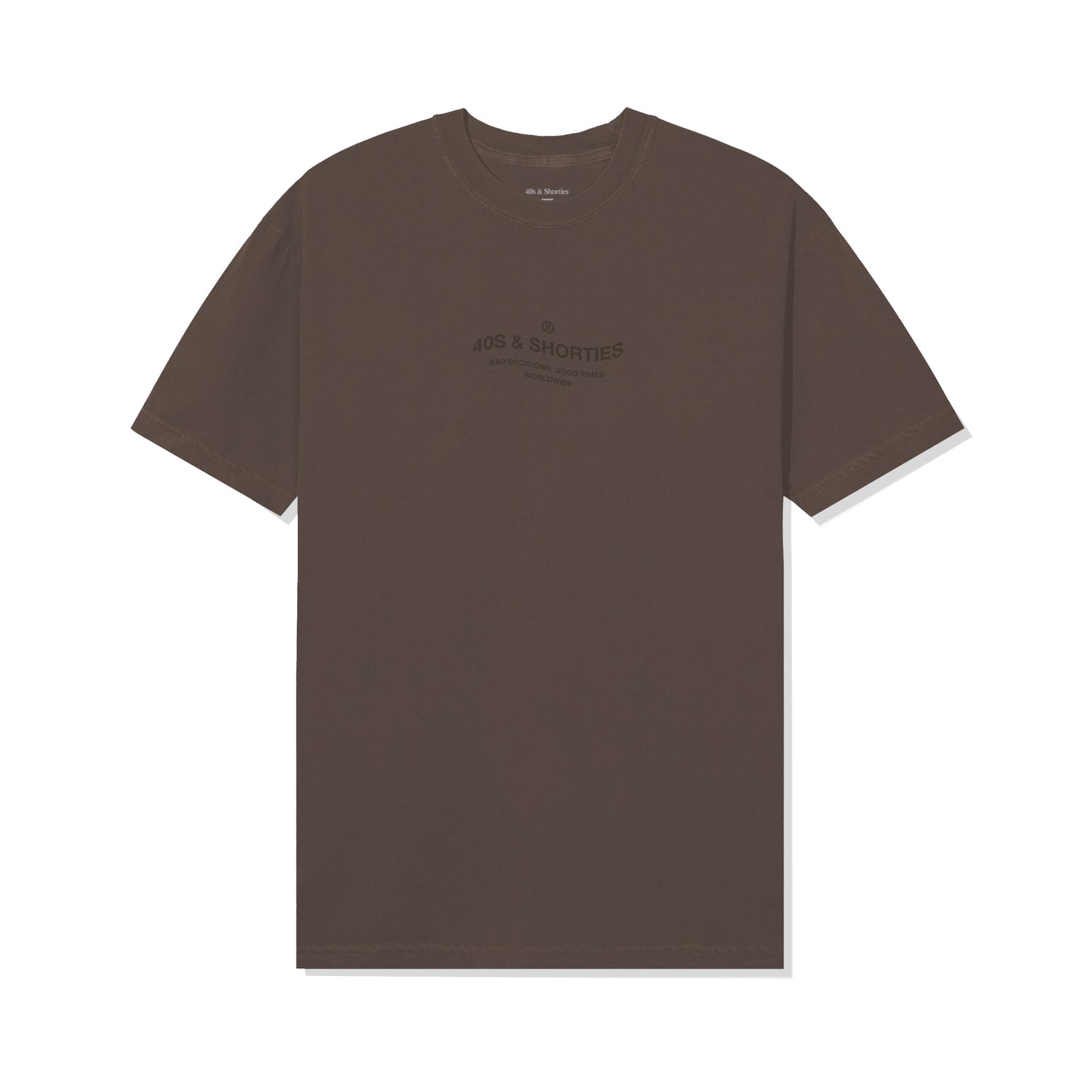 Front view of Wavy General Logo Tee in Brown featuring printed chest graphic