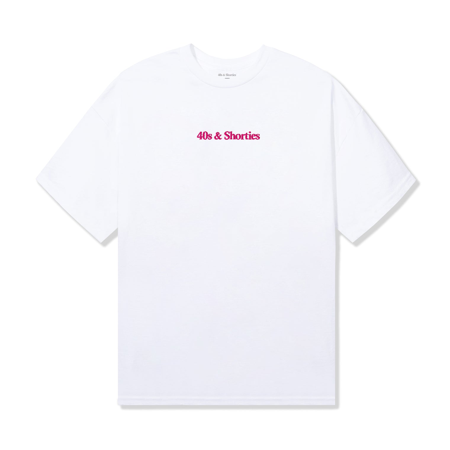 Front view of Puff Print Stitched Tee in White with puff logo at chest