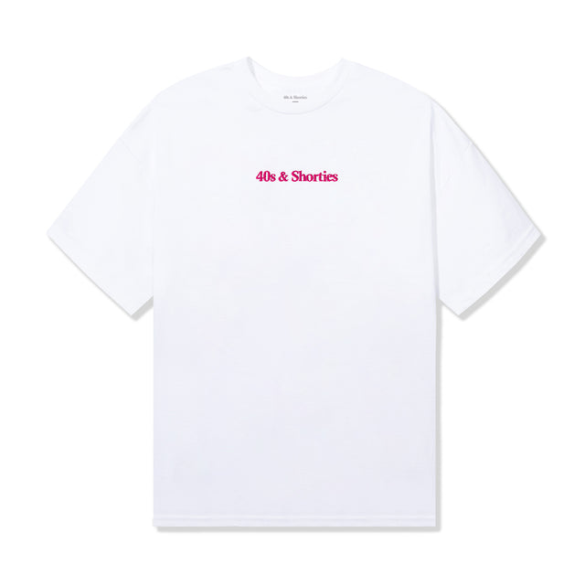 Front view of Puff Print Stitched Tee in White with puff logo at chest