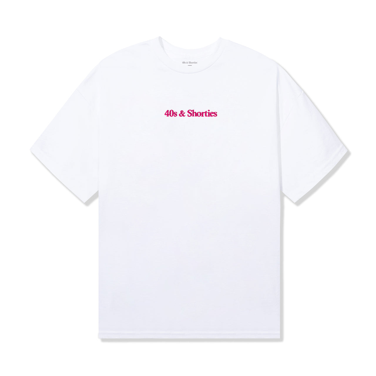 Front view of Puff Print Stitched Tee in White with puff logo at chest