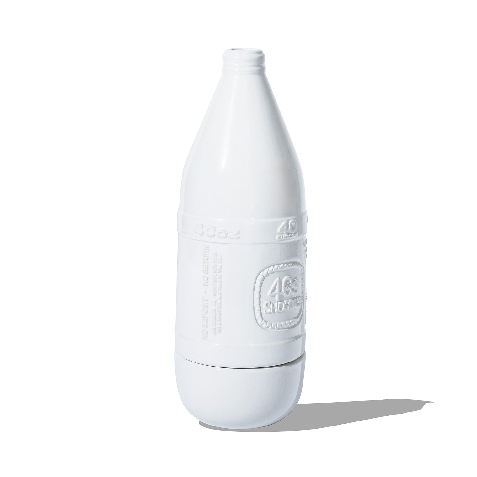 Minimal rear angle of white 40oz incense chamber with smooth ceramic finish