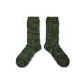 40s & Shorties Shag Socks Olive – camo knit crew socks with woven label back view