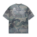 Back view of Angel Wings Tee in Camo with rhinestone angel wings and tribute text

