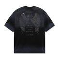 Back view of Angel Wings Tee in Charcoal with rhinestone angel wings and tribute text
