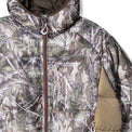 Close-up of 40s & Shorties Faded Camo Puffer Jacket – printed chest logo on camo fabric