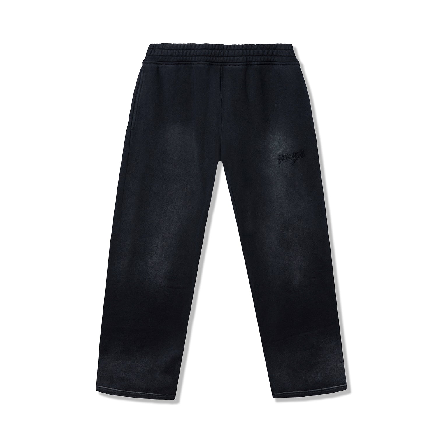 40s & Shorties Faded Logo Sweats Black – washed fleece pants with tonal embroidery front view
