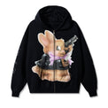 40s & Shorties Psycho Bunny Hoodie Pigment Black – zip-up fleece hoodie with Kevin Mejia artwork on front