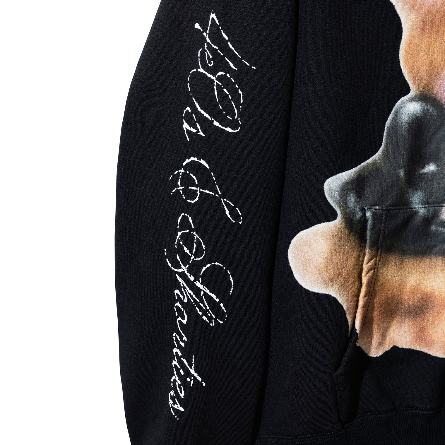 40s & Shorties Psycho Bunny Hoodie – rhinestone-style sleeve logo print detail in script font