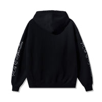 Back view of 40s & Shorties Psycho Bunny Hoodie Pigment Black – plain back with printed sleeve graphics