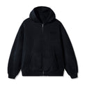 40s & Shorties Faded Logo Zip Hoodie in Black with sun-washed finish and tonal chest embroidery