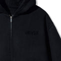 Detailed view of tonal embroidered 40s & Shorties logo on the Faded Logo Zip Hoodie – Black
