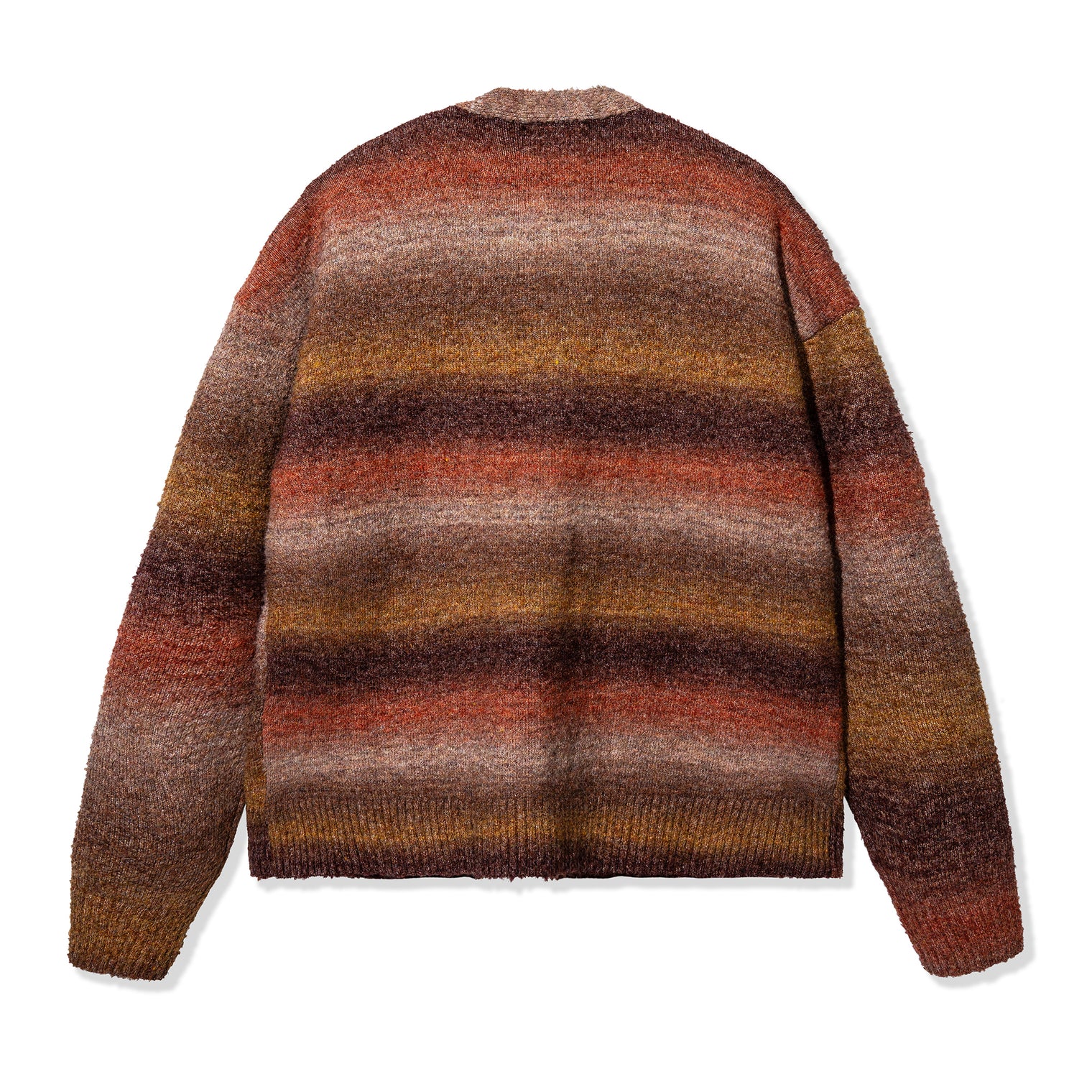 Back view of the Lithium Cardigan showing full gradient pattern
