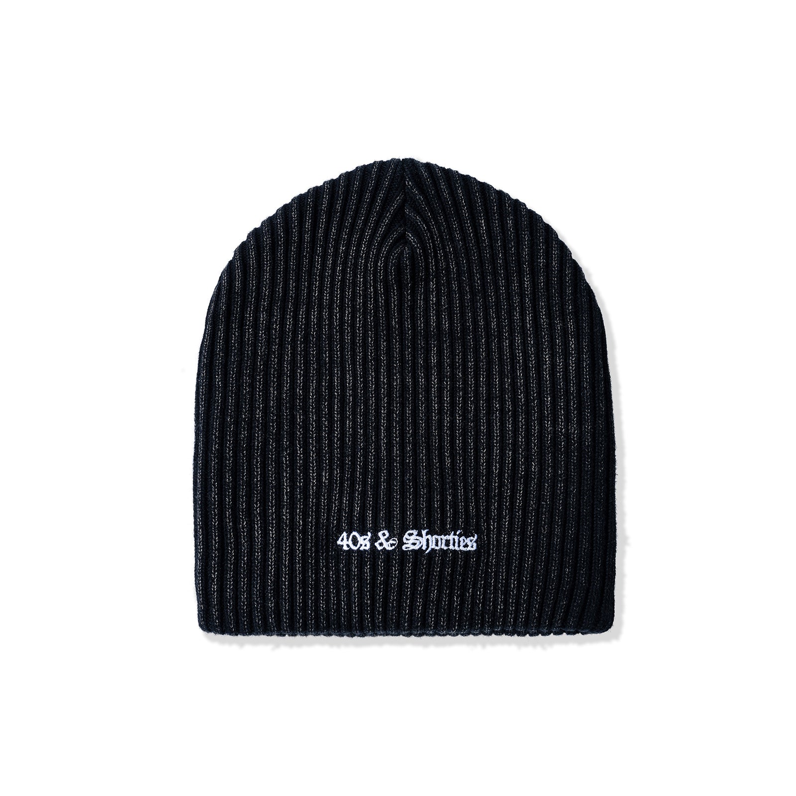 Front view of OG Text Beanie in Multi with white 40s & Shorties embroidered logo on rib-knit fabric
