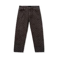 Front view of Foreman Carpenter Pants in Dark Brown with quilted logo pattern
