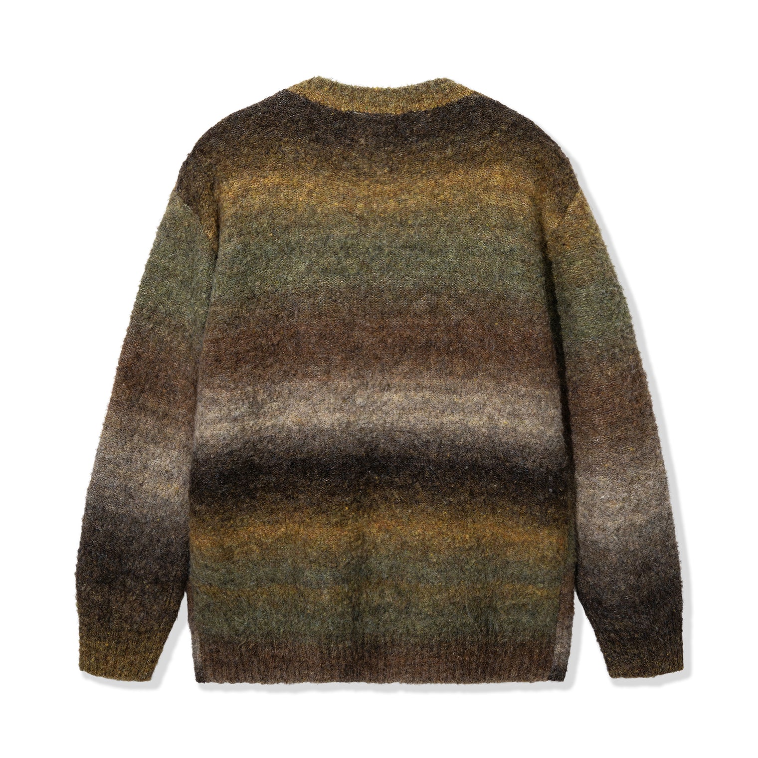 Back view of the Teen Spirit Sweater in Green showcasing the full gradient knit