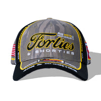 Camo Garage Cap with Forties & Shorties front embroidery and racing details
