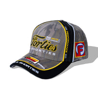 Angled view of racing-inspired 40s & Shorties cap with bold graphics
