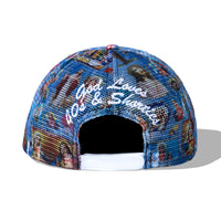 Rear view of blue Holyspirit Hat with embroidered God Loves 40s & Shorties text