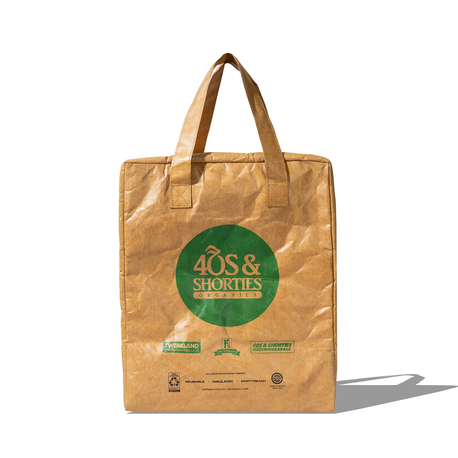 Organics Grocery Bag Kraft – front view with green printed logo