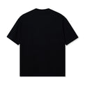 Back view of the plain black tee.