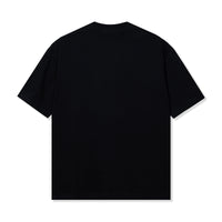 Back view of the plain black tee.