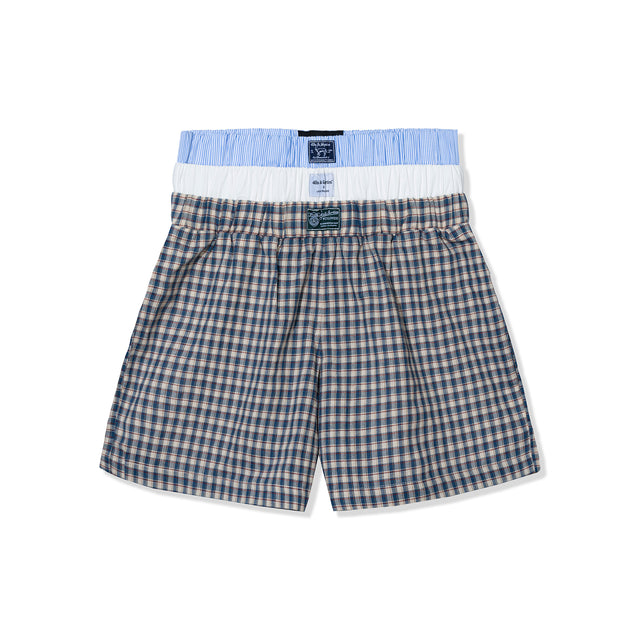 Flat lay front of Lazy Sunday Shorts Multi with triple waistband
