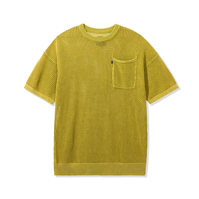 Front view of Heavy Knit Pocket Tee in Olive by 40s & Shorties
