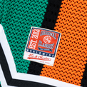 Detailed view of woven “Original Classics – EST. 2013 – 40s & Shorties” patch on lower leg of Beachside Basketball Shorts.
