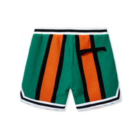Back view of Beachside Basketball Shorts with rear zip pocket and vertical striped knit pattern.
