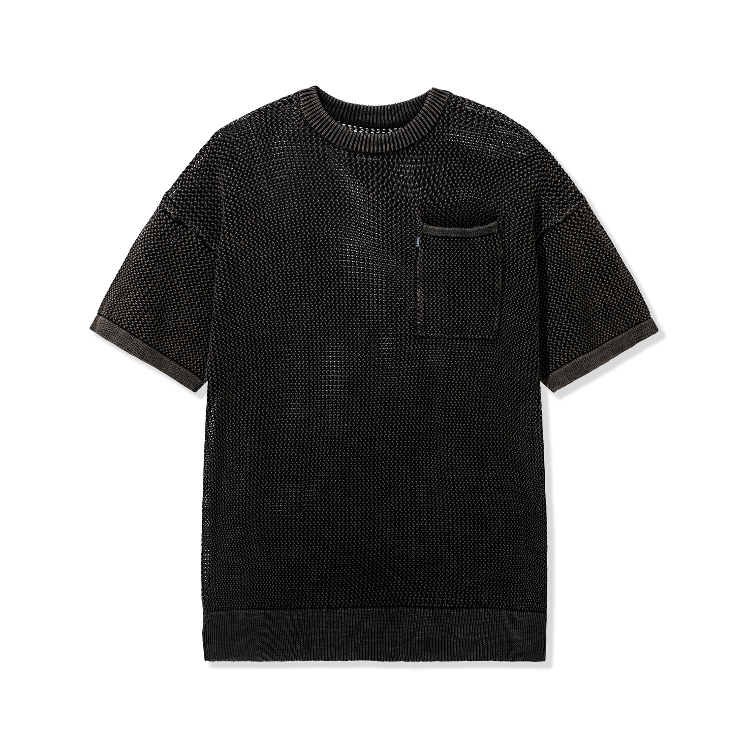 Front view of Heavy Knit Pocket Tee in Black by 40s & Shorties
