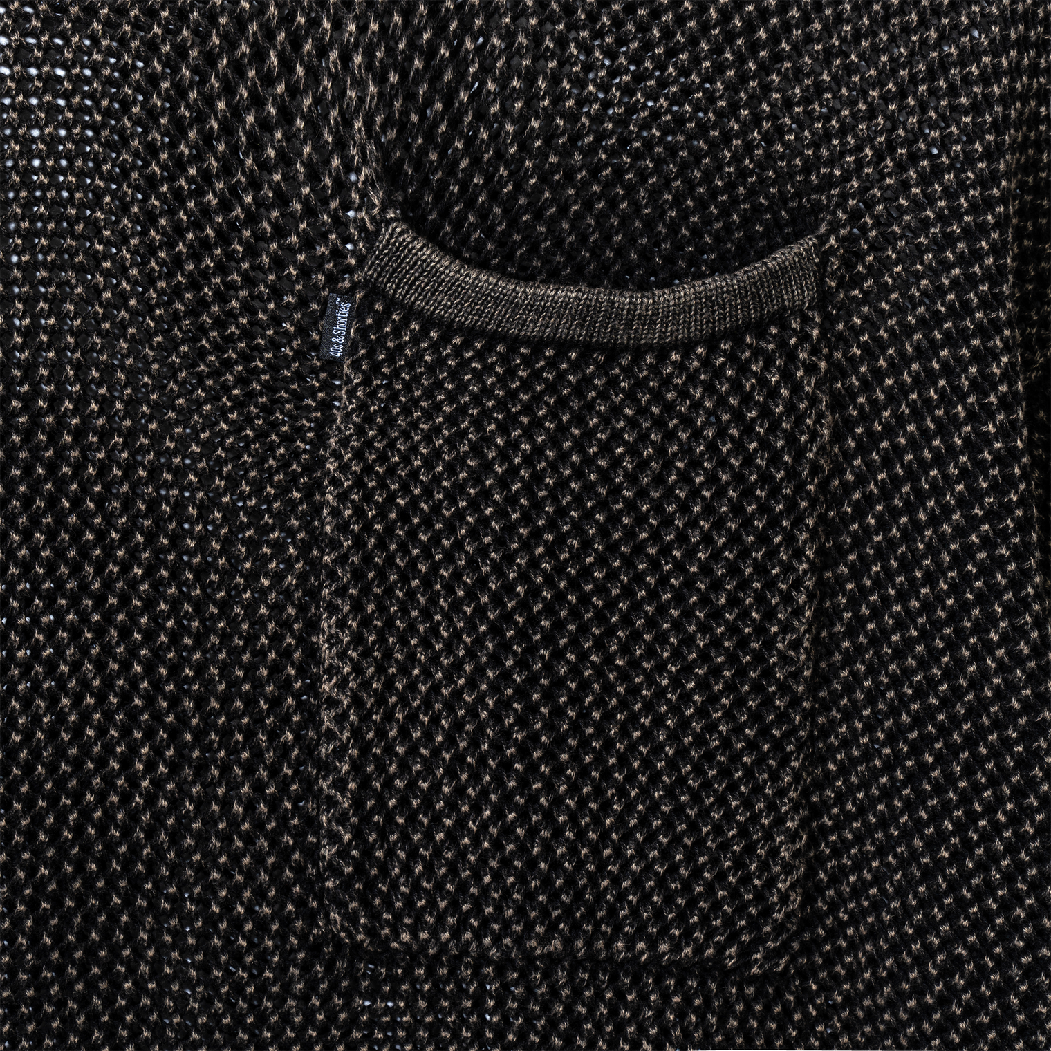 Close-up of chest pocket on Heavy Knit Pocket Tee in Black
